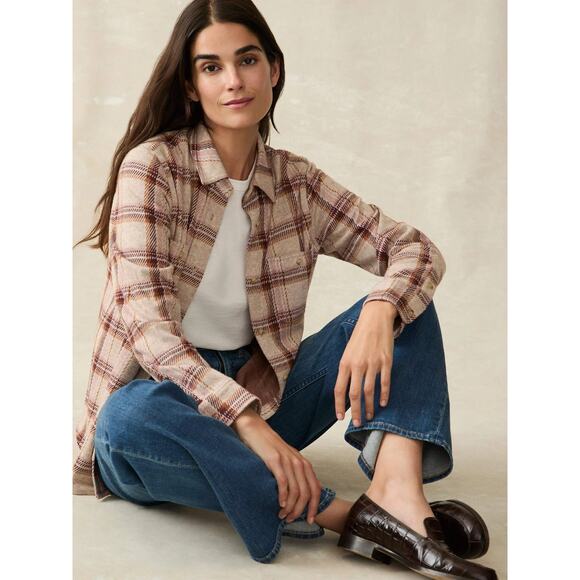 Faherty Legend Classic Sweater Shirt in Cranberry Haze Plaid - Picture 2 of 13